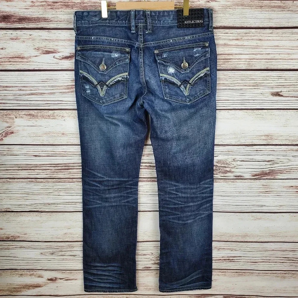 Affliction Los Angeles Men's 32x31 Ace Slim Straight Leg Distressed Jeans - Picture 5 of 12